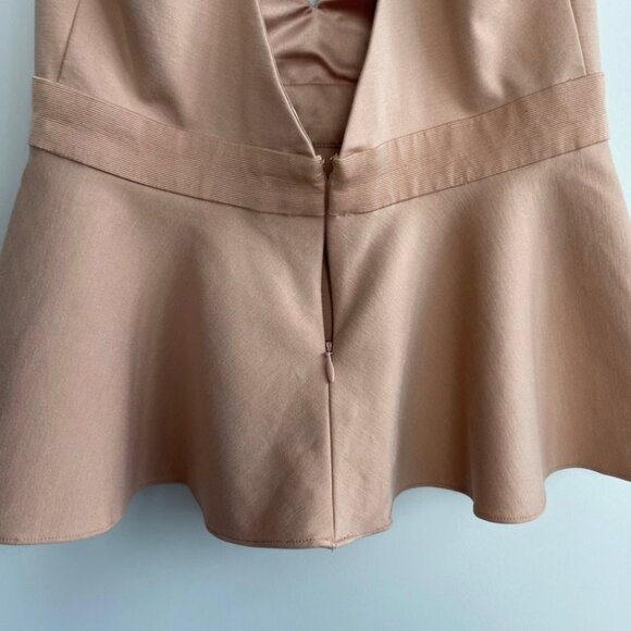 Marciano Womens Dusty Pink Peplum Top Plunging Neckline Metal Detail Backless - Picture 7 of 12